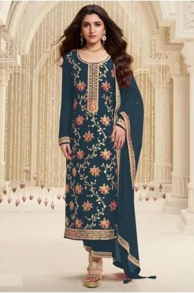 Dark grey  Embroidered Viscose Eid Salwar Kameez SK155144