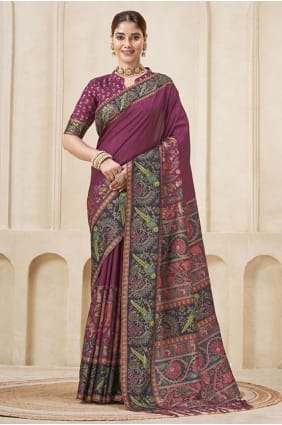 Pink Saree in Digital print Cotton SR29011