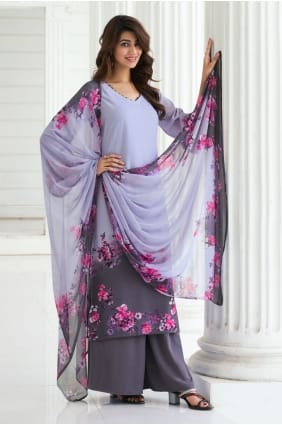 Crepe Salwar Kameez in Multicolor with Digital print SK156067