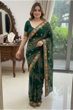 Saree in Green Georgette with Digital print SR29266