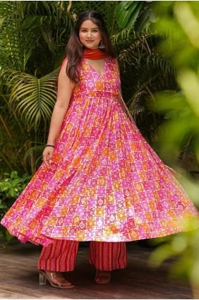 Multicolor Muslin Digital print Anarkali Suit with Dupatta AS4154