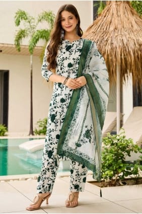 Digital print Silk Green Salwar Kameez with Dupatta SK155861