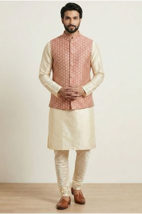 Golden Dupion Men Kurta with Jacket KURR271
