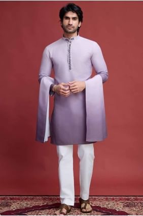 Dusty purple Men Kurta in Mirror Rayon KURR394