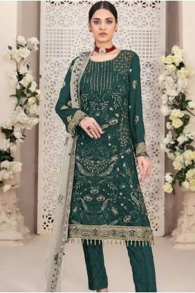 Eid Salwar Kameez in Green Georgette SK155125