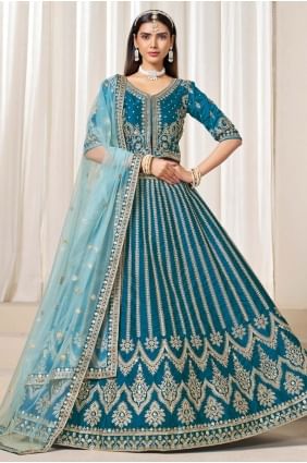 Sea Green Art Silk Embroidered Lehenga Choli with Stylish Dupatta LC8647
