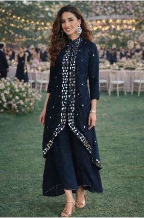 Grey Embroidered Chinon chiffon Palazzo Suit PZ4368