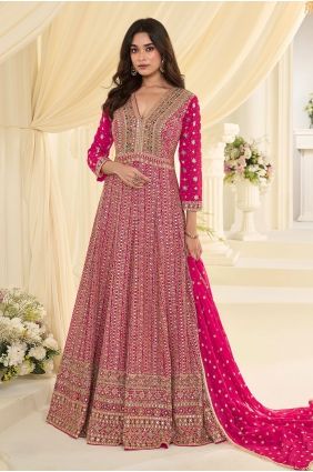 Georgette Gown Dress with Embroidered in Pink GW1291