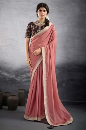 Georgette Pink Saree in Embroidered SR29218