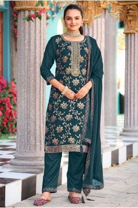 Jacquard Jacquard Salwar Kameez with Embroidered SK155898