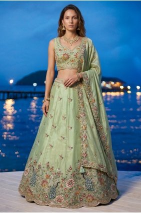 Pista Embroidered Organza Lehenga Choli LC9222