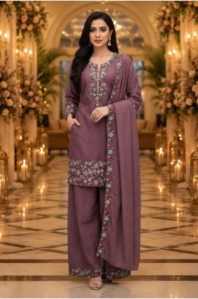 Mouve Palazzo Suit in Shimmer with Embroidered PZ4492
