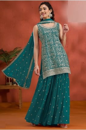 Georgette Georgette Palazzo Suit with Embroidered PZ4231