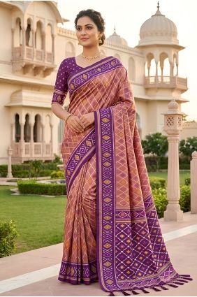 Onion Saree with Embroidered Patola silk SR30161