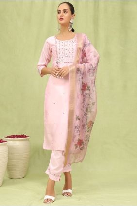 Pink Silk Embroidered Salwar Kameez with Dupatta SK15844