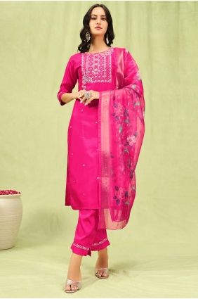 Silk Embroidered Pink Salwar Kameez with Dupatta SK15845