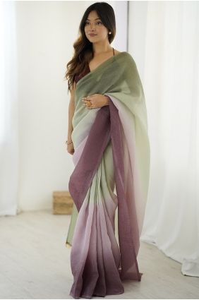 Green Wine Embroidered Silk Saree SR29861