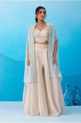 Viscose Palazzo Suit with Embroidered PZ4499