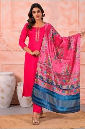 Embroidered Viscose Pink Salwar Kameez with Dupatta - SK155670 SK155670