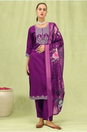 Salwar Kameez in Purple Viscose with Embroidered SK15837