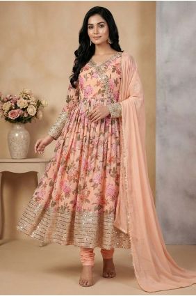 Multicolor Faux georgette Digital print Anarkali Suit with Dupatta AS4275