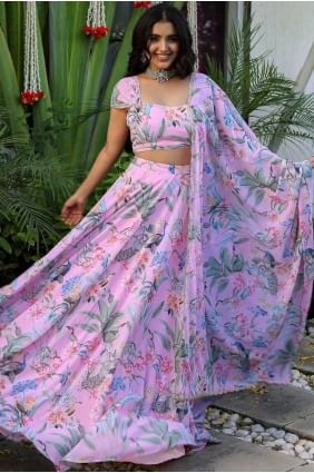 Faux georgette Pink Lehenga Choli in Printed LC8511