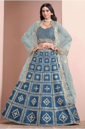 Firozi Embroidered Wedding Lehenga Choli in Art silk LC8327