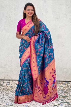 Firozi Saree in Weaving Soft  SR28286