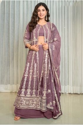 Lavender indo Western Kurti with Embroidered Georgette SK155828