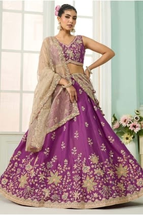 Burgundy Lehenga Choli in Georgette with Embroidered LC8804