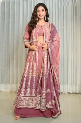 Pink Embroidered Lehenga Choli in Georgette LS074