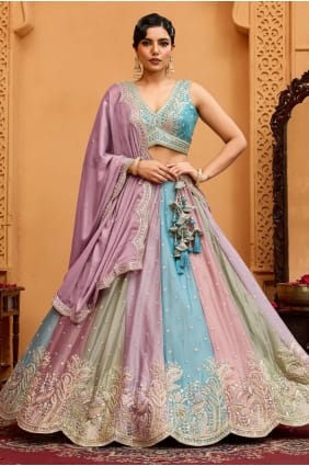 Thread Georgette Lehenga Choli in Multicolor LC8771