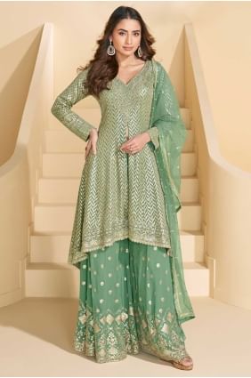 Georgette Palazzo Suit in Pista PZ4184