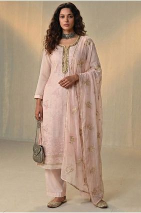 Thread Salwar Kameez in Pink Georgette SK15643