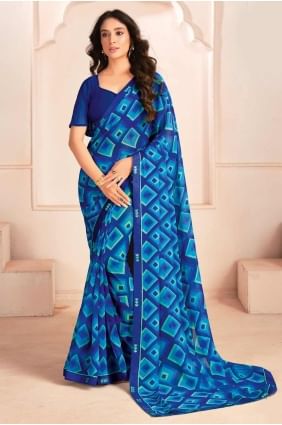 Georgette Saree in Blue with Printed SR28414