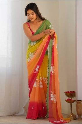 Multicolor Georgette Saree with Embroidered SR28702