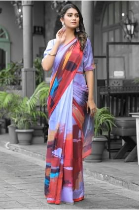 Georgette Saree with Printed in Multicolor SR28328