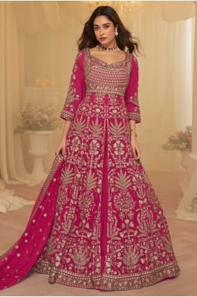 Sharara Suit in Pink Georgette with Sequins AS4185