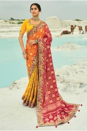 Weaving Georgette Multicolor Wedding Saree with Blouse SR28839