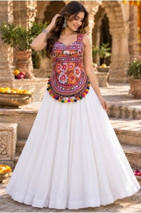 White Lehenga Choli with Plain Georgette LC9298