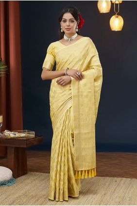 Yellow Weaving Georgette Saree SR30228