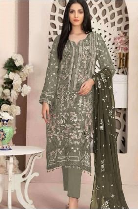 Georgette Straight Pant Suit with Embroidered SK155111