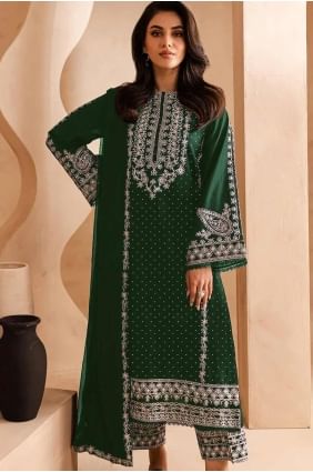 Green Palazzo Suit with Embroidered Georgette SK155279