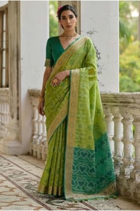 Green Saree with Weaving Silk SR28163