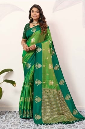 Green Weaving Saree in Silk SR29653