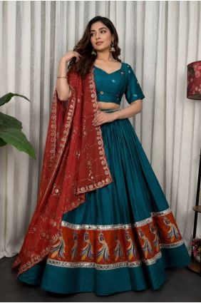 Green Silk Thread Lehenga Choli with Dupatta LC9139