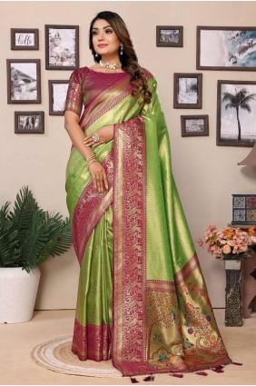 Green Weaving Banarasi silk Saree SR28337