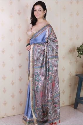Tussar silk Saree in Grey with Zari weaving SR28711