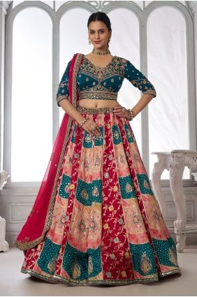 Hand Chinon chiffon Lehenga Choli in Multi with Dupatta LC9116