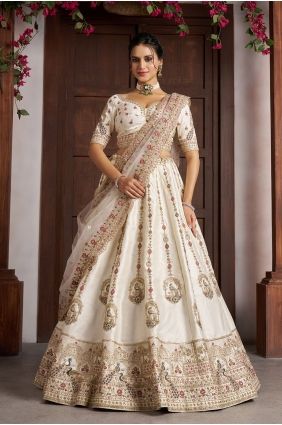 White Lehenga Choli with Hand Net LC9104
